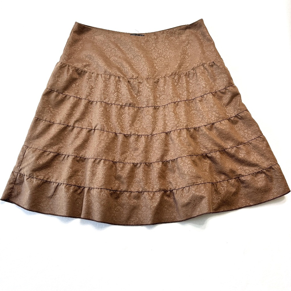 Vintage Tunique Tiered Knee Length Western Skirt Women’s Size XL Tan